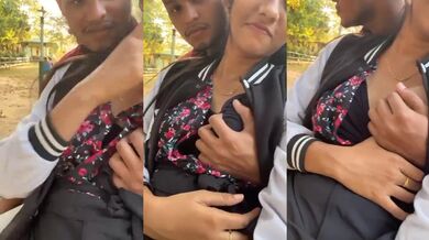 Baag mein classmate ki chuchi dabate hue banaya Sex MMS